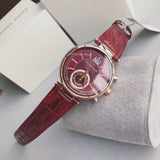 Michael Kors Sawyer Maroon Dial Maroon Leather Strap Watch for Women - MK2426