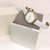 Michael Kors Cinthia Mother of Pearl Dial White Leather Strap Watch for Women - MK2662