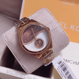 Michael Kors Lauryn Rose Gold Dial Brown Steel Strap Watch for Women - MK3757