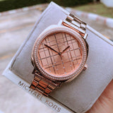 Michael Kors Nia Quartz Rose Gold Dial Rose Gold Steel Strap Watch For Women - MK3990