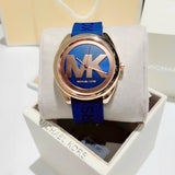 Michael Kors Janelle Three Hand Blue Dial Blue Rubber Strap Watch For Women - MK7140