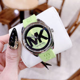 Michael Kors Janelle Three Hand Neon Green Dial Neon Green Rubber Strap Watch For Women - MK7351