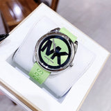 Michael Kors Janelle Three Hand Neon Green Dial Neon Green Rubber Strap Watch For Women - MK7351