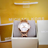 Michael Kors Runway Three-Hand Silver Dial Rose Gold Steel Strap Watch for Women - MK7473