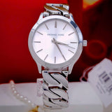 Michael Kors Runway Three-Hand Silver Dial Silver Steel Strap Watch for Women - MK7474