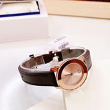 Movado Bold Rose Gold Dial Brown Leather Strap Watch For Women - 3600438