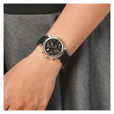 Tissot Dressport Chronograph Black Dial Black Leather Strap Watch for Women - T050.217.17.057.00