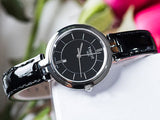 Tissot T Lady Flamingo Black Dial Black Leather Strap Watch For Women - T094.210.16.051.00