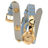 Versace Medusa Lock Icon Quartz White Dial Blue Leather Strap Watch for Women - VEDW00419