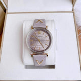 Versace V-Twist Quartz Purple Dial Purple Leather Strap Watch for Women - VELS00219