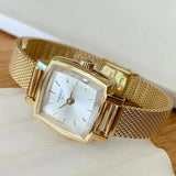 Tissot Lovely Square Silver Dial Gold Mesh Bracelet Watch For Women - T058.109.33.031.00