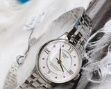 Tissot Chemin Des Tourelles Powermatic 80 Rubies Mother of Pearl Dial Silver Steel Strap Watch For Women - T099.207.11.113.00