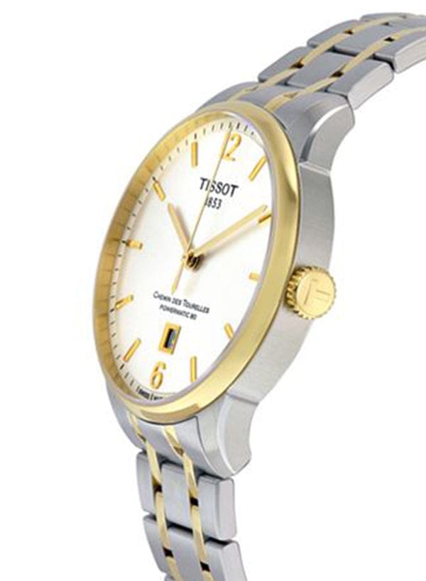 Tissot Chemin Des Tourelles Powermatic 80 Silver Dial Two Tone Steel Strap Watch For Men - T099.407.22.037.00