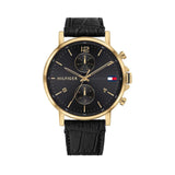 Tommy Hilfiger Daniel Black Dial Black Leather Strap Watch for Men - 1710417