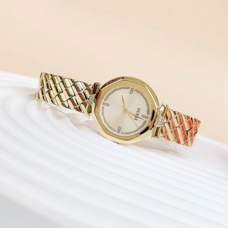 Guess Rumour Quartz Gold Dial Gold Steel Strap Watch For Women - GW0613L2