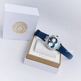 Versace Aion Chronograph Quartz Blue Dial Blue Leather Strap Watch for Men - VE1D01220