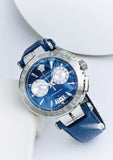 Versace Aion Chronograph Quartz Blue Dial Blue Leather Strap Watch for Men - VE1D01220