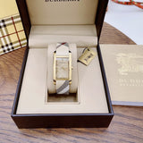 Burberry Pioneer Champagne Dial Haymarket Beige Leather Strap Watch for Women - BU9407