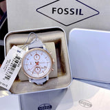 Fossil Original Boyfriend White Dial Light Blue Leather Strap Watch for Women - ES4045