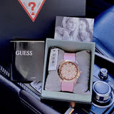 Guess Clarity Gold Dial Pink Silicone Strap Watch for Women - GW0109L2