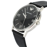 Emporio Armani Kappa Analog Quartz Black Dial Black Leather Strap Watch For Men - AR11013