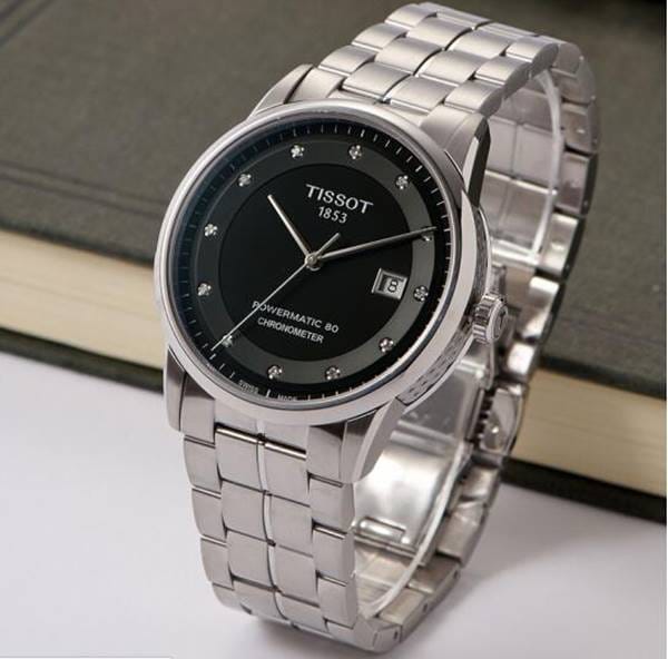 Tissot T Classic Luxury Powermatic 80 Black Dial Silver Steel Strap Watch For Men - T086.408.11.056.00