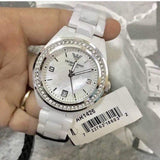 Emporio Armani Ceramica White Mother of Pearl Dial Stainless Steel Strap Watch For Women - AR1426