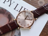 Emporio Armani Classic Quartz Pink Dial Brown Leather Strap Watch For Women - AR1911