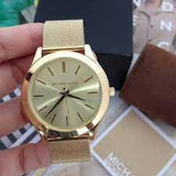 Michael Kors Slim Runway Champagne Dial Gold Mesh Bracelet Watch for Women - MK3282