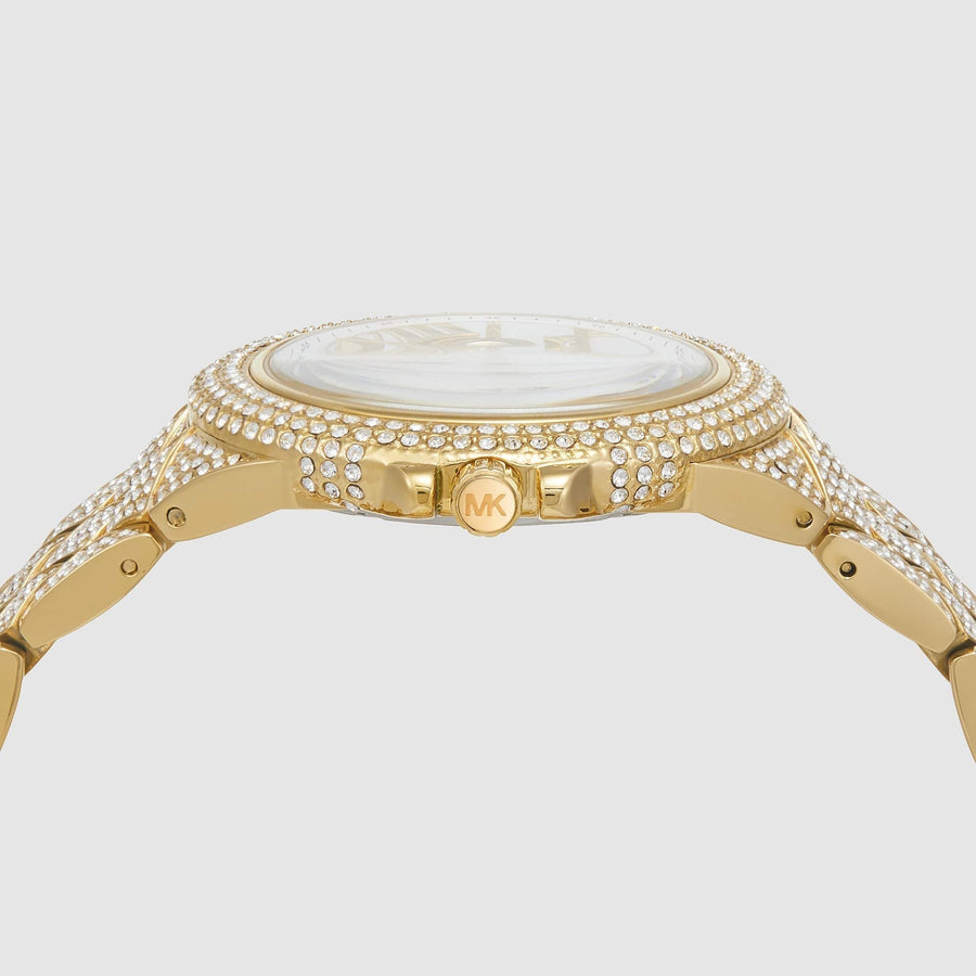 Michael Kors Camille Three-Hand Crystals White Dial Gold Steel Strap Watch for Women - MK4800