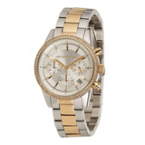 Michael Kors Ritz White Dial Two Tone Steel Strap Watch for Women - MK6474