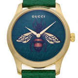 Gucci G Timeless Bee Green Dial Green Leather Strap Watch For Women - YA1264065