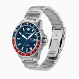 Emporio Armani Sea Explorer GMT Blue Dial Silver Steel Strap Watch For Men - AR11590