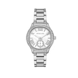 Michael Kors Sage Three-Hand White Dial Silver Steel Strap Watch for Women - MK4807