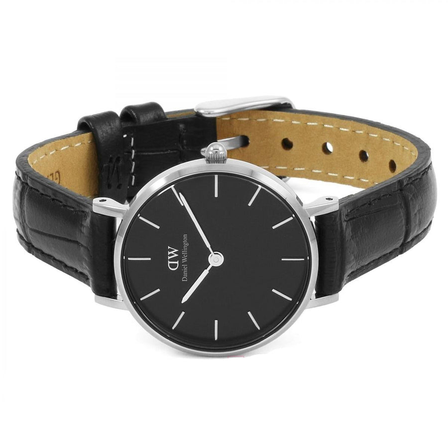 Daniel Wellington Classic Petite Reading Black Dial Black Leather Strap Watch For Women - DW00100235