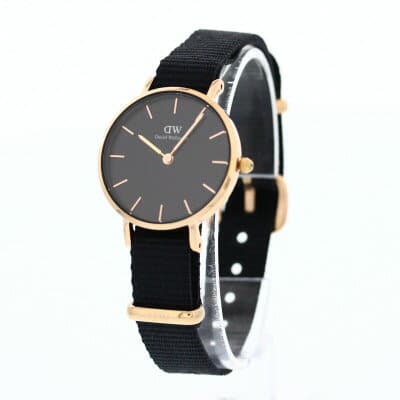 Daniel Wellington Petite Cornwall Black Dial Black Nylon Strap Watch for Women - DW00100247