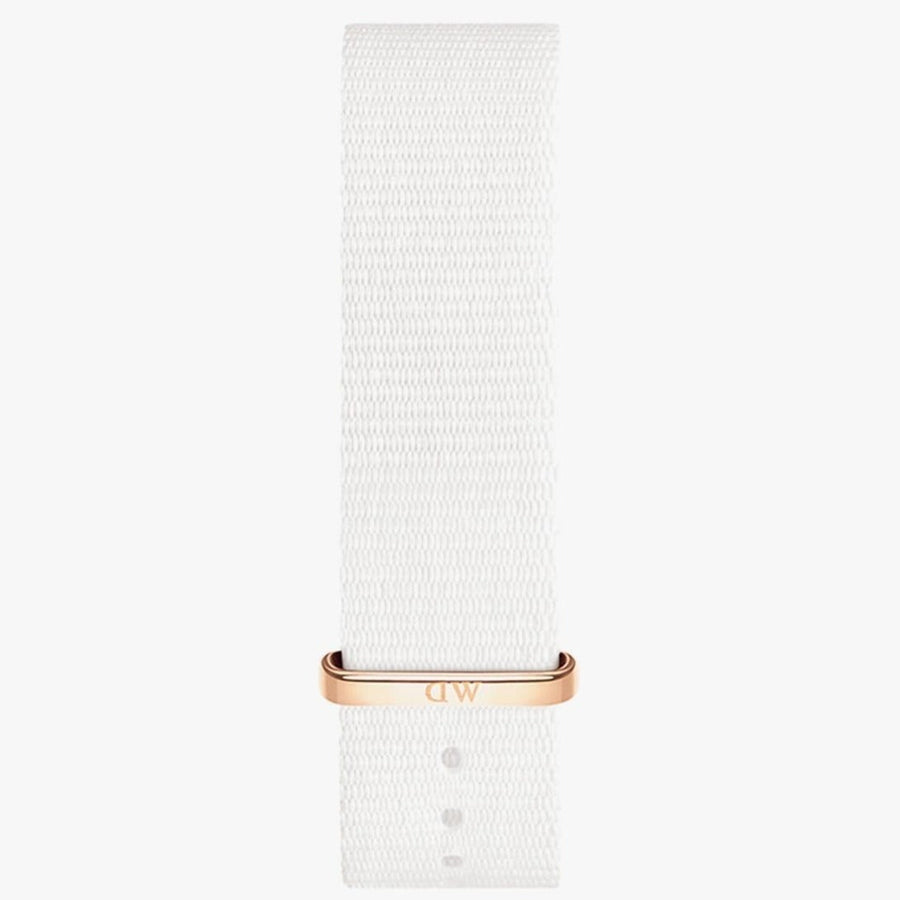 Daniel Wellington Classic Dover Black Dial White Nylon Strap Watch For Women - DW00100310