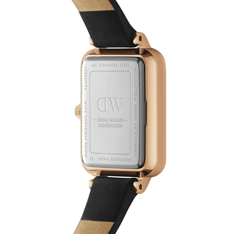 Daniel Wellington Quadro Pressed Sheffield Green Dial Black Leather Strap Watch For Women - DW00100439