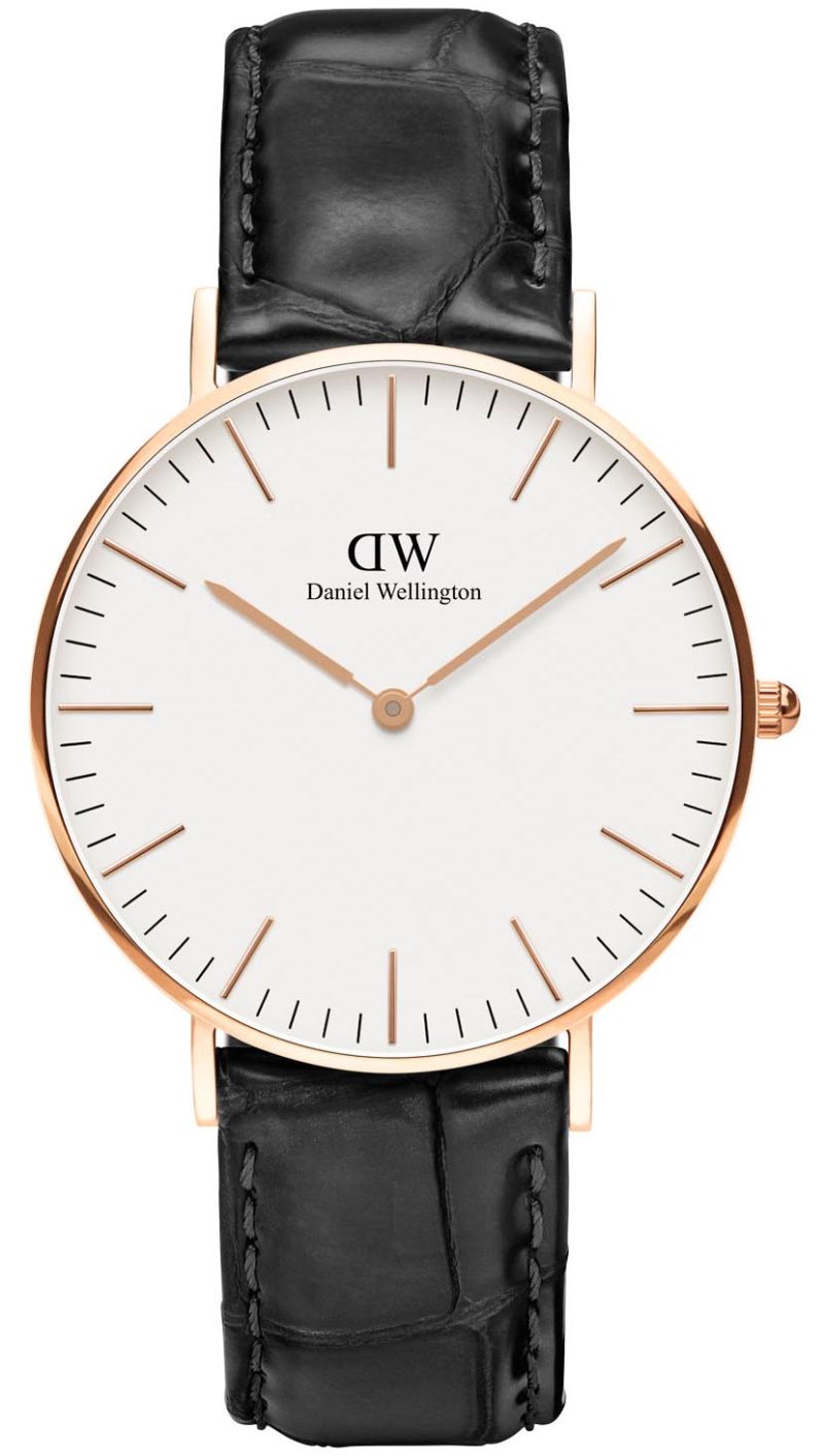 Daniel Wellington Classic Petite Sheffield White Dial Black Leather Strap Watch For Women - DW00100230