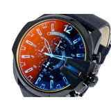 Diesel Mega Chief Black Dial Black Leather Strap Watch For Men - DZ4323