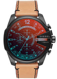 Diesel Mega Chief Chronograph Copper Dial Brown Leather Strap Watch For Men - DZ4476