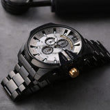 Diesel Mega Chief Chronograph Grey Dial Black Steel Strap Watch For Men - DZ4479