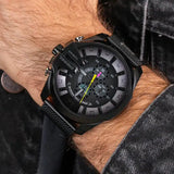 Diesel Mega Chief Chronograph Black Dial Black Mesh Bracelet Watch For Men - DZ4514