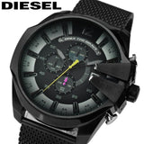 Diesel Mega Chief Chronograph Black Dial Black Mesh Bracelet Watch For Men - DZ4514