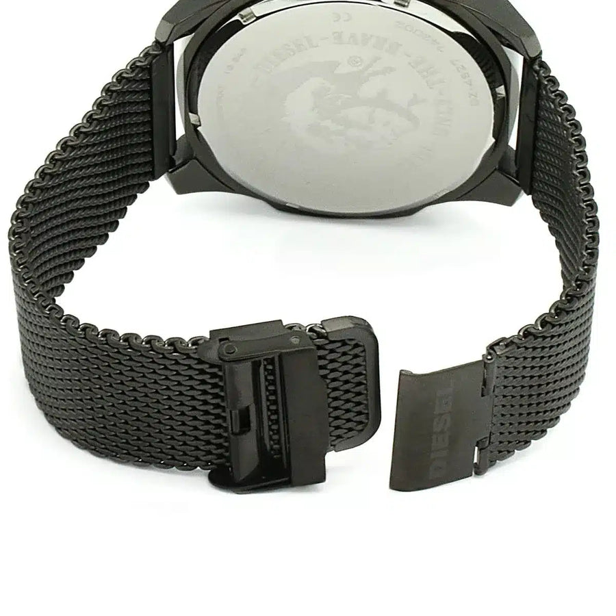 Diesel Mega Chief Chronograph Black Dial Black Mesh Strap Watch For Men - DZ4527