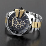 Diesel Mega Chief Chronograph Black Dial Two Tone Steel Strap Watch For Men - DZ4581