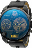 Diesel Big Daddy Blue Dial Black Leather Strap Watch For Men - DZ7127