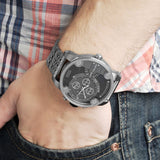 Diesel Little Daddy Chronograph Black Dial Silver Steel Strap Watch For Men - DZ7259