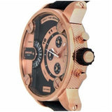 Diesel Little Daddy Black & Gold Dial Black Leather StrapWatch For Men - DZ7282