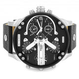 Diesel Mr Daddy Black Dial Black Leather Strap Watch For Men - DZ7313